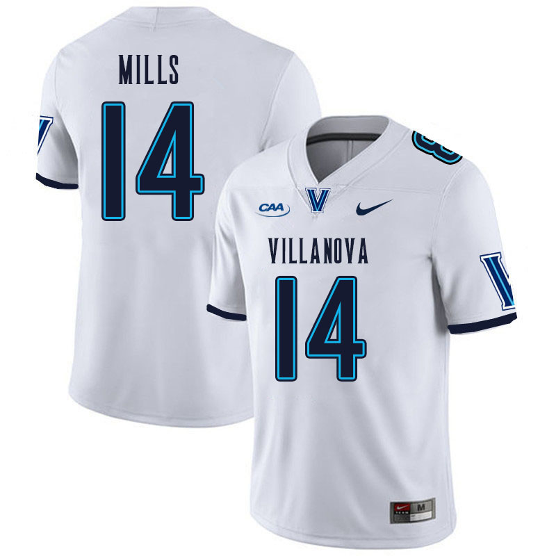 Men #14 Dylan Mills Villanova Wildcats College Football Jerseys Stitched Sale-White